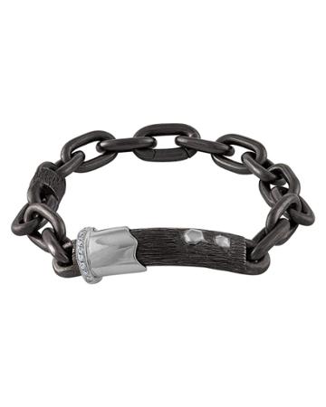 Two-tone Cable-chain Bracelet W/ Diamond Pave,