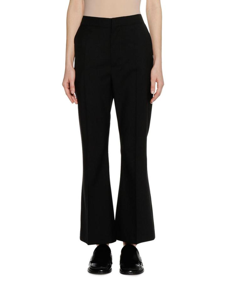 Zip-front Boot-cut Virgin Wool Pants