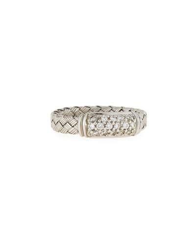 Woven Silk 18k Diamond Rectangle Ring,