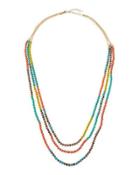 Long Triple-strand Multicolor Beaded Necklace
