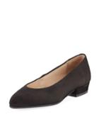 Suede Low-heel Slip-on Pumps, Black