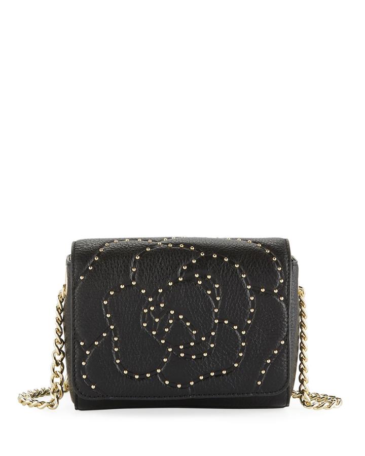 Flora Flower-stud Leather Crossbody Bag