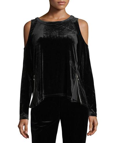 Cold Shldr Side Zip Velvet T