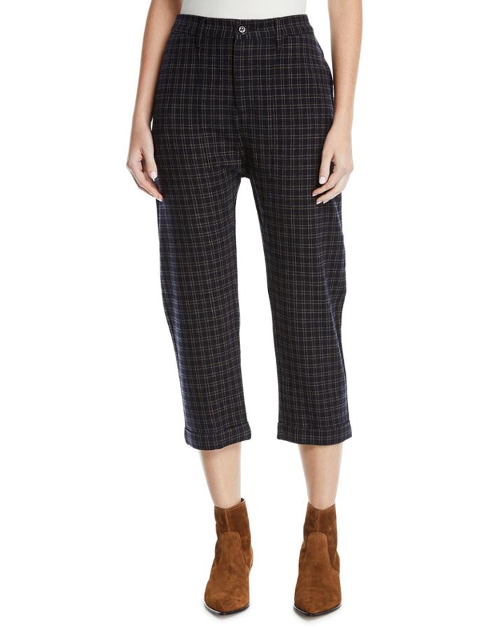 The Saddle Cropped Plaid Trousers