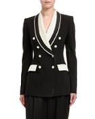 Double-breasted Contrast Lapel Tuxedo Jacket
