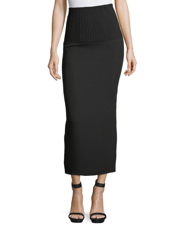 Ribbed-waist Midi Pencil