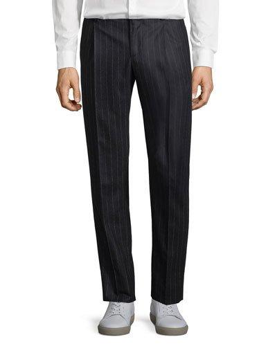 Slim Pinstriped Wool Pants