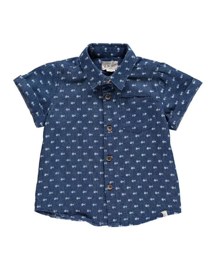 Chambray Fish Print Shirt,