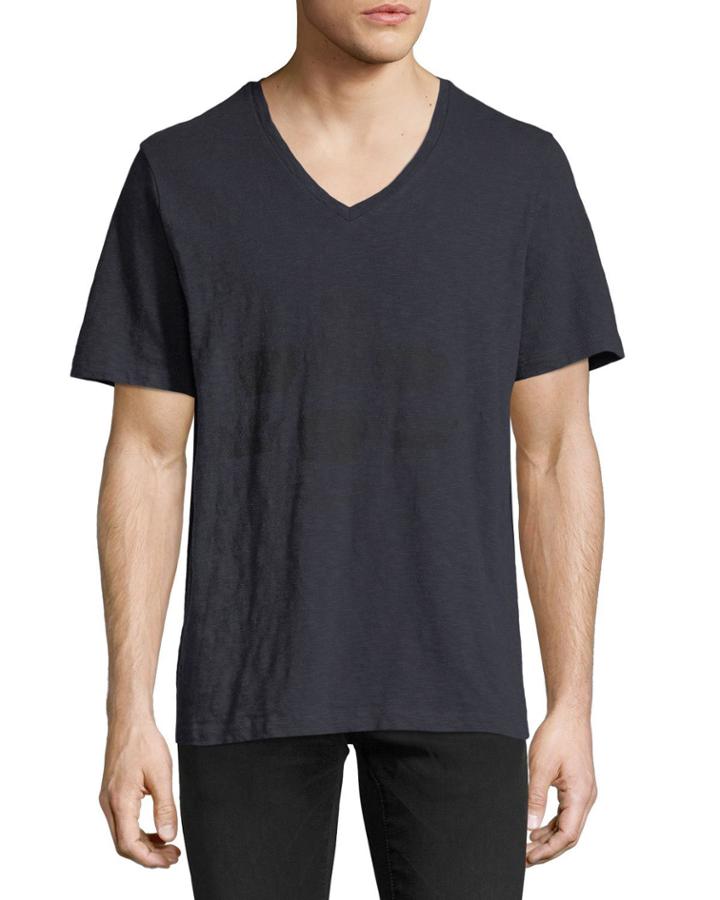 V-neck Jersey T-shirt With Black Crests