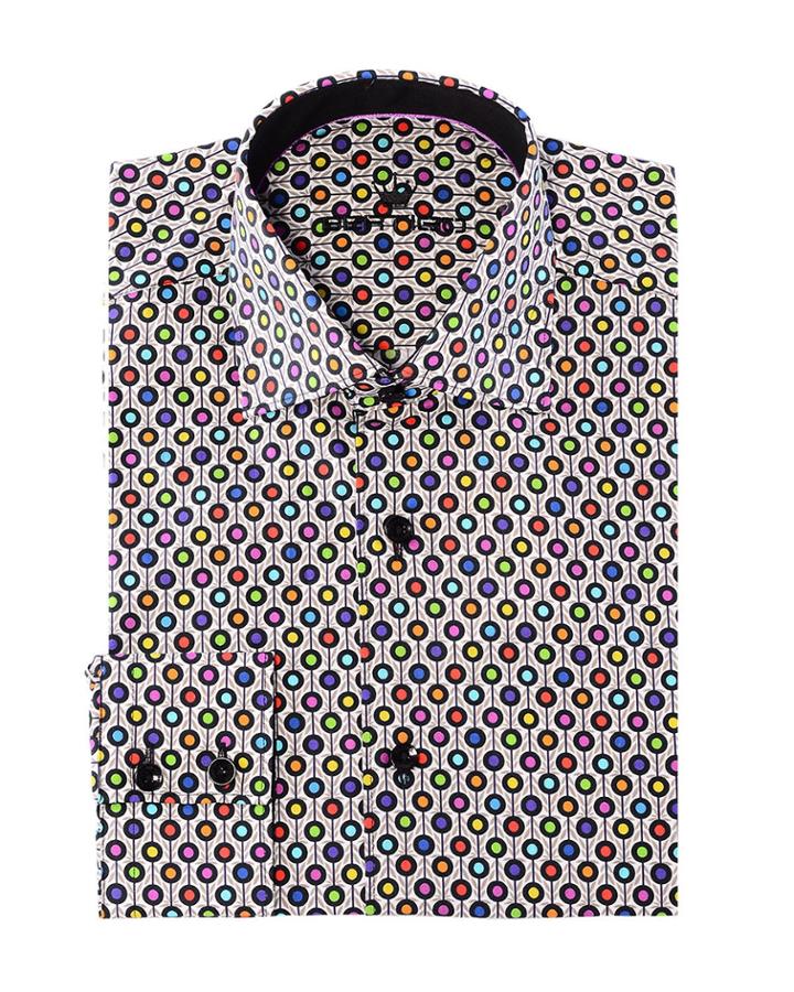 Men's Multicolor Dotted Poplin Print Dress