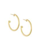 Medium 18k Brushed Gold Hoop Earrings