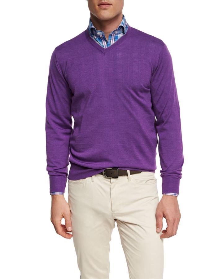 Merino Wool-silk V-neck