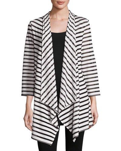Fishnet Striped Open Jacket