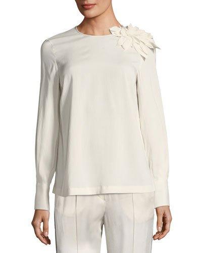 Shoulder-flower Silk Long-sleeve Tee