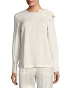 Shoulder-flower Silk Long-sleeve Tee