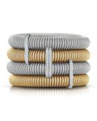 Classique Four-row Spring Coil Cable & Diamond Bracelet, Gray/yellow,