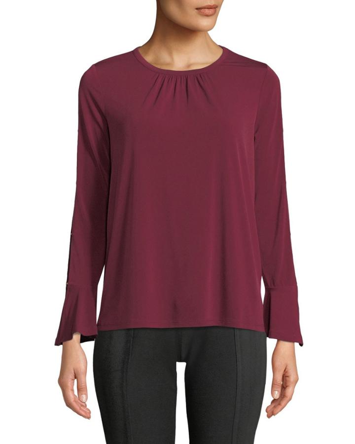 Bell-cuff Jersy Top