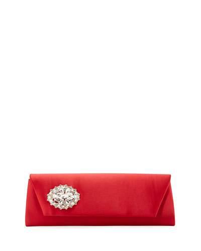 Cape Satin Embellished Clutch Bag