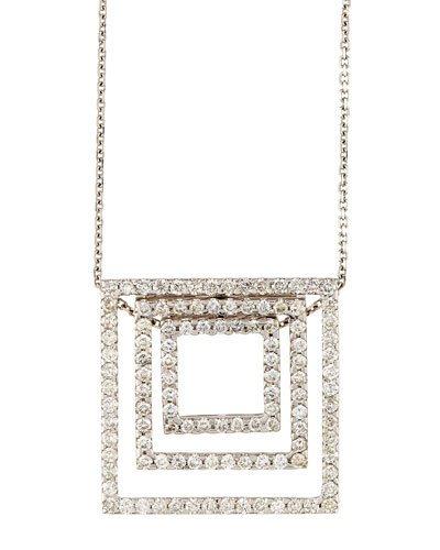 18k Layered Diamond Square Pendant Necklace,