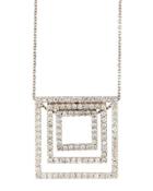 18k Layered Diamond Square Pendant Necklace,