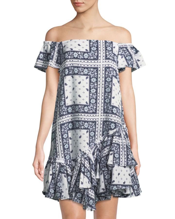 Minella Off-the-shoulder Bandana-print