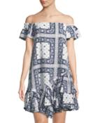 Minella Off-the-shoulder Bandana-print