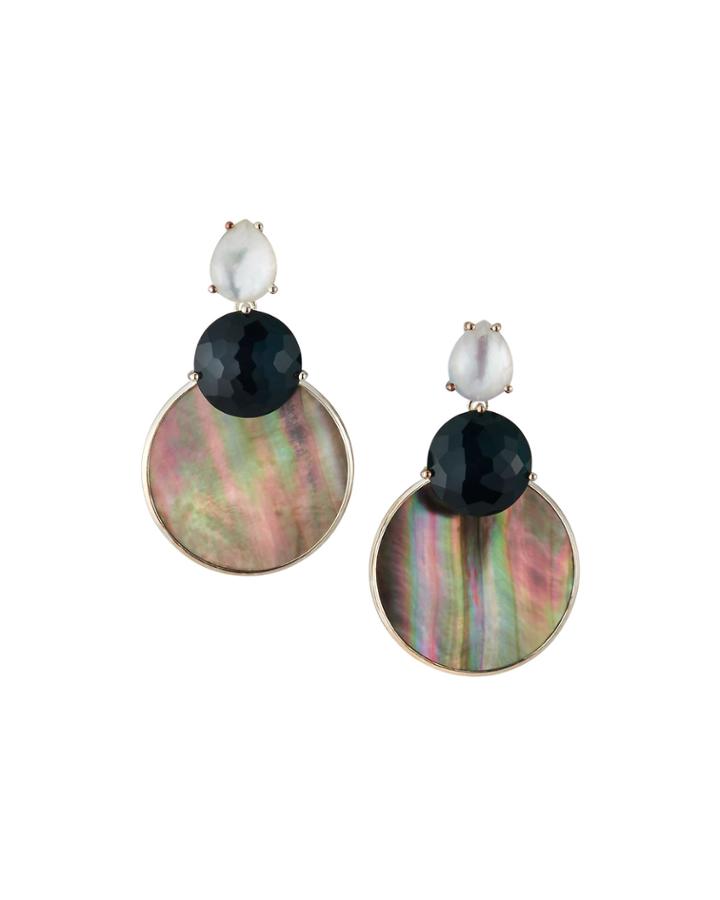 Wonderland Overlapping Shell & Stone Snowman Earrings In