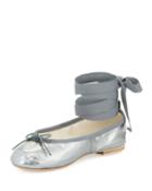 Street Ballet Ankle-wrap Flats, Gunmetal