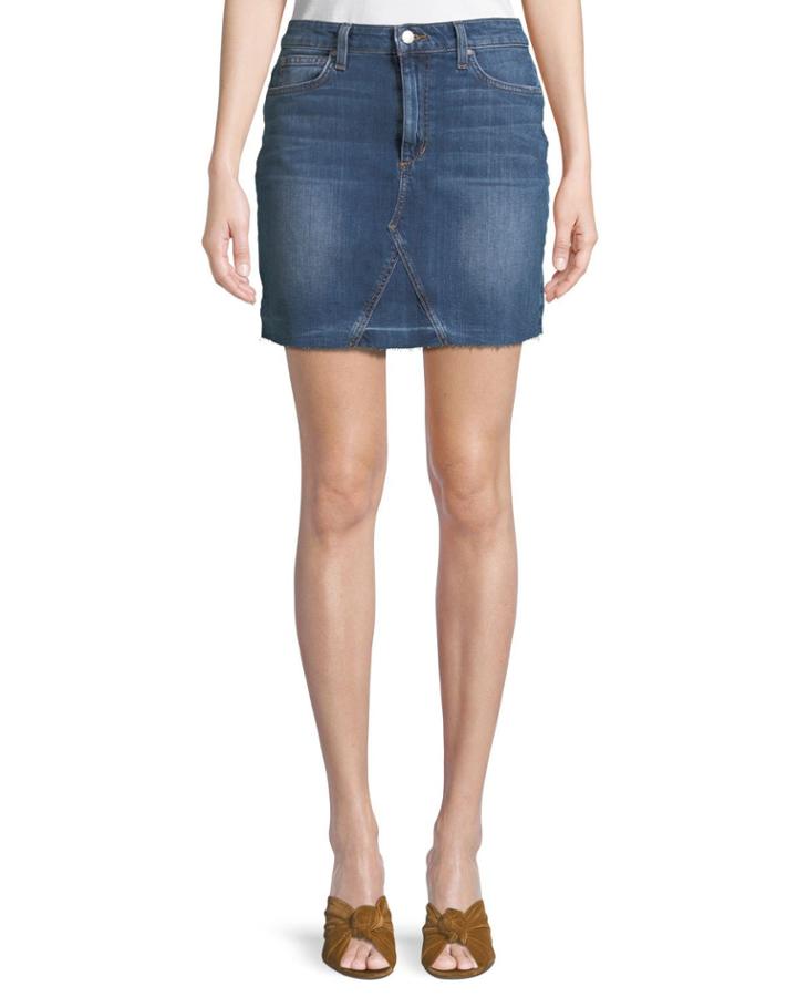 Raw-hem A-line Denim