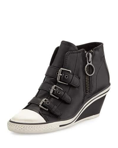 Gin Bis Buckled Leather Wedge