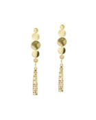 Large Nude Disc Fringe Earrings