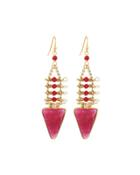 Red Quartz Triangle Dangle Earrings