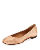 Lauren Scalloped Leather Ballerina Flat