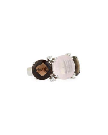 18k White Gold Diamond & Quartz Ring,