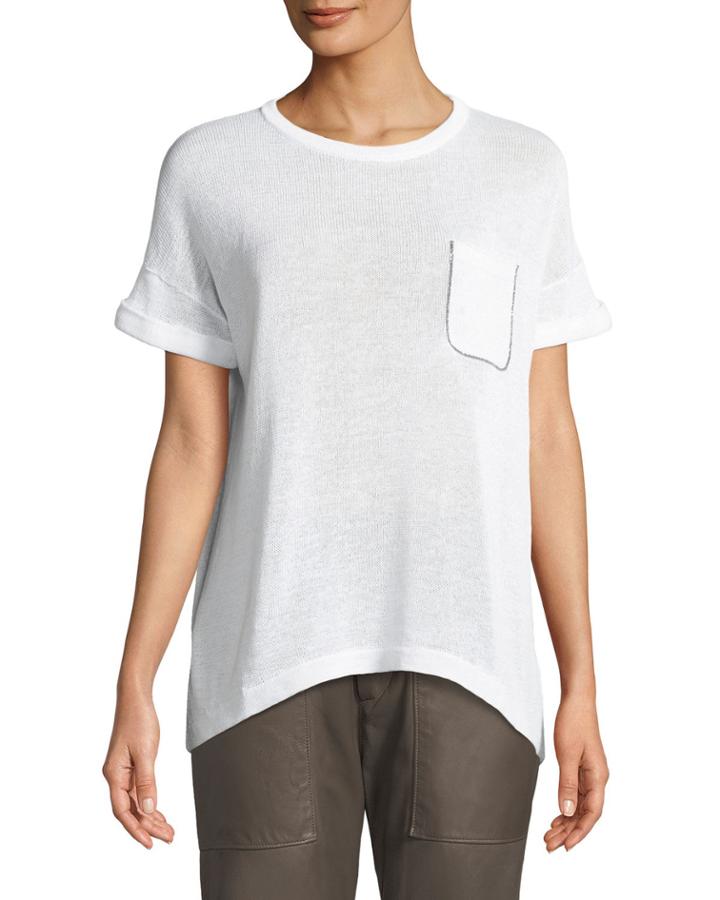 Dry Cotton Monili-trim Crewneck T-shirt