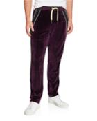 Men's Velvet Neon Side-stripe Track Pants