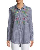 Samantha Embroidered Button-front Tunic