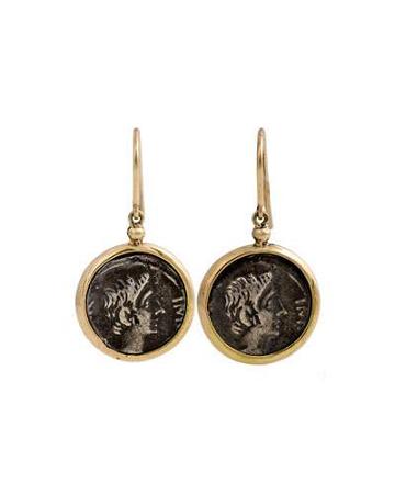 Appia 18k Gold & Silver Ottaviano Coin Drop Earrings