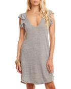 V-neck Flutter-sleeve Shirttail Dress