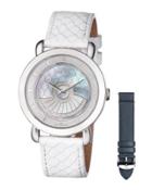 40mm Catania Diamond Leather Watch, White