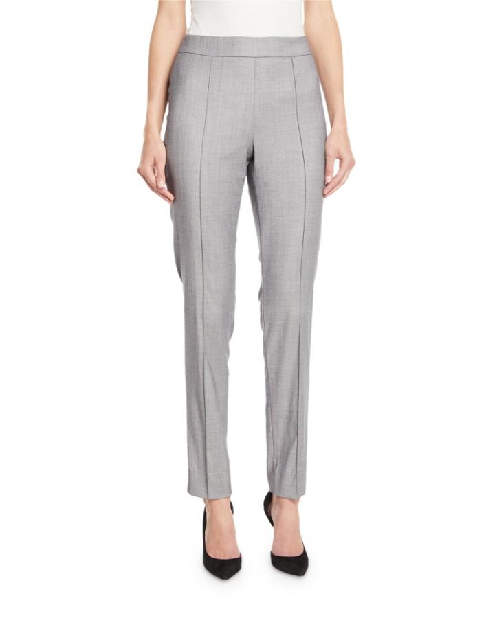 Shark Skin Skinny Ankle Pants W/ Pintucking