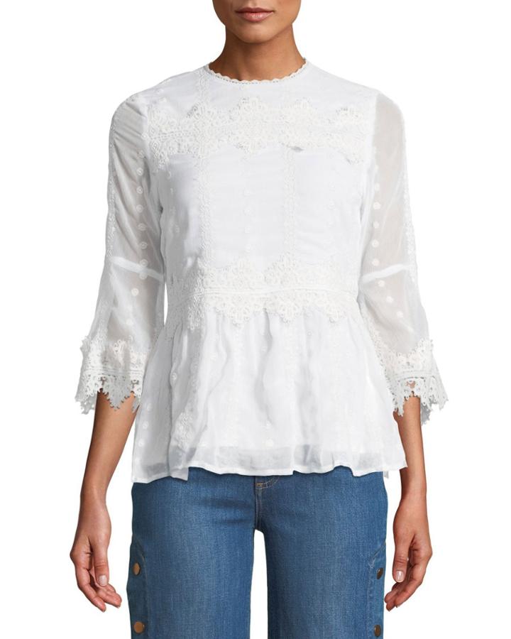 Lace-trimmed Gauze Blouse