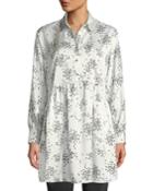 Speckled Button-front Peplum Tunic