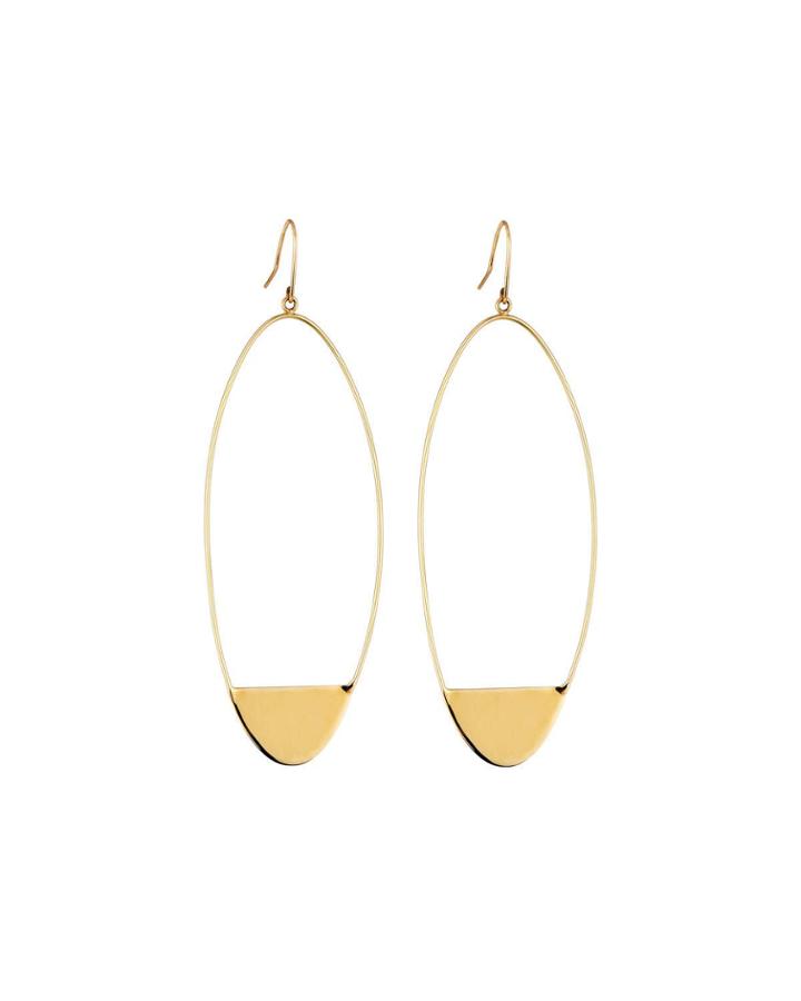 14k Large Linear Eclipse Hoop Earrings