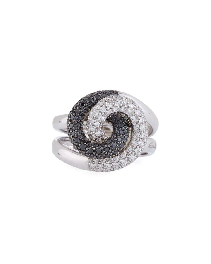 18k White Gold Two-tone Diamond Swirl Ring,