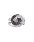 18k White Gold Two-tone Diamond Swirl Ring,