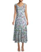 Sleeveless V-neck Floral-print Chiffon