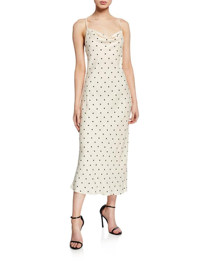 Odell Polka-dot Cowl-neck Bias-cut Sleeveless
