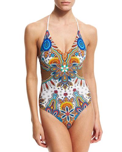 Persian Dance Printed Halter One-piece