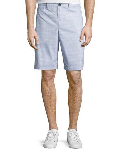 Micro Horizontal Cotton-blend Shorts, Crystal Blue